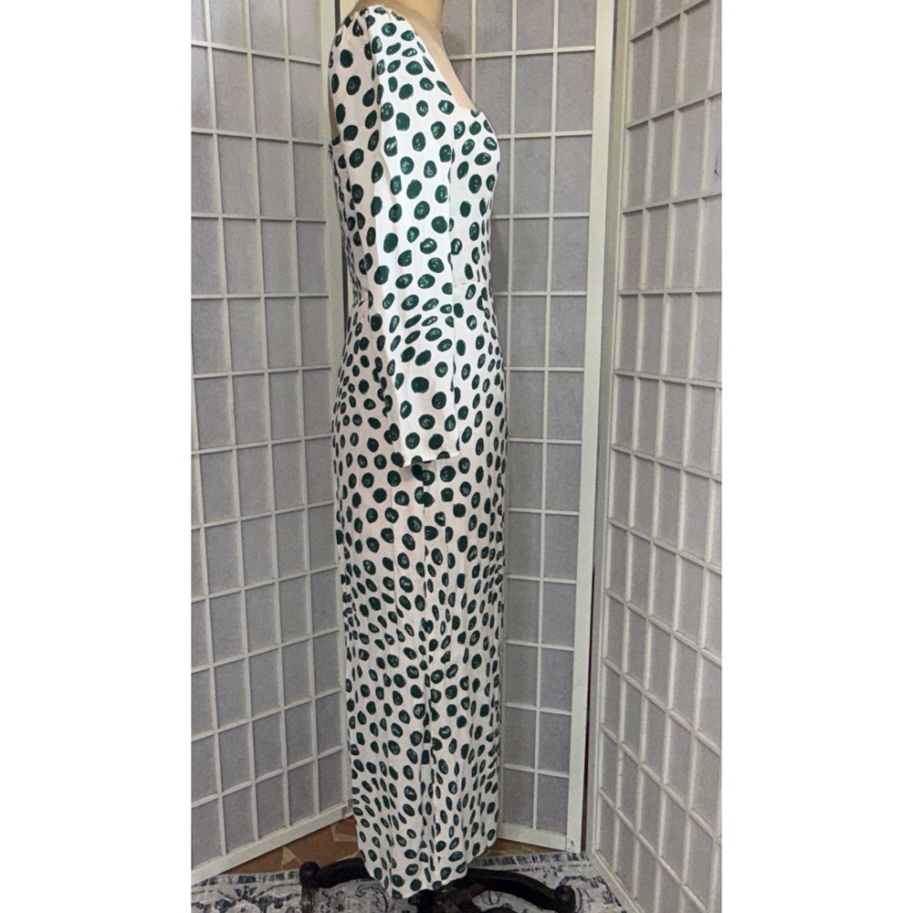 Reformation Hilda Long Sleeve Festival Fairy Cottagecore Green Polka Dot Dress 4 - Picture 4 of 16